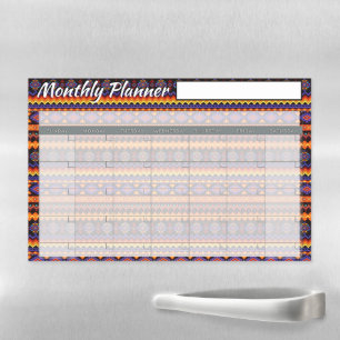 Bright tribal monthly planner magnetic dry erase sheet