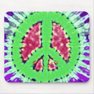 Bright Trippy Hippie Tie Dye Peace Sign Mouse Pad