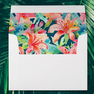 Bright Tropical Botanicals Florals Wedding Envelope