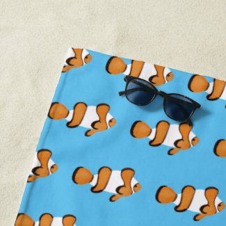 Bright Tropical Clown Fish Beach Towel