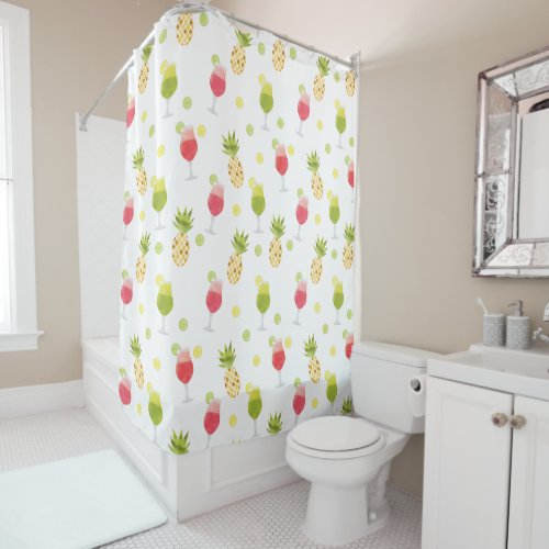 Bright Tropical Cocktail  Fruit Pattern Shower Curtain