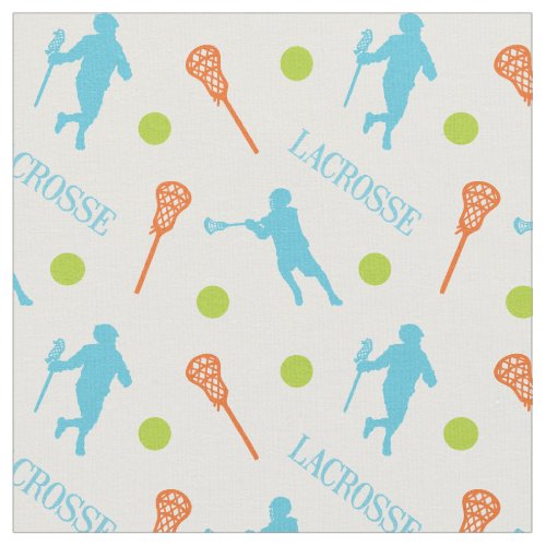 Bright Tropical Color Male Lacrosse Player Pattern Fabric