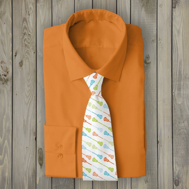 Bright Tropical Diagonal Lacrosse Sticks Pattern Neck Tie (Creator Uploaded)