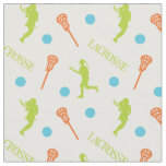 Bright Tropical Female Lacrosse Player Pattern Fabric