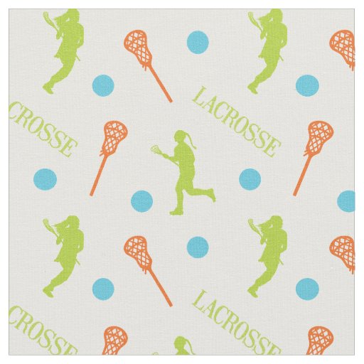 Bright Tropical Female Lacrosse Player Pattern Fabric