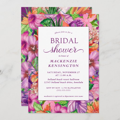 Bright Tropical Floral Bridal Shower Invitation