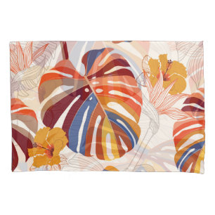 Bright Tropical Floral Hand Drawn Pillow Case