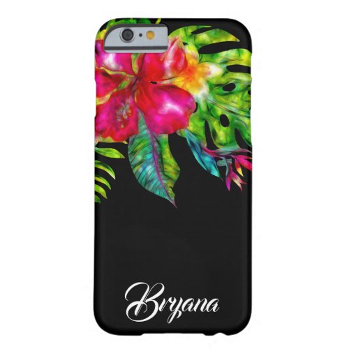 Bright Tropical Floral Hibiscus  Leaves Barely There iPhone 6 Case