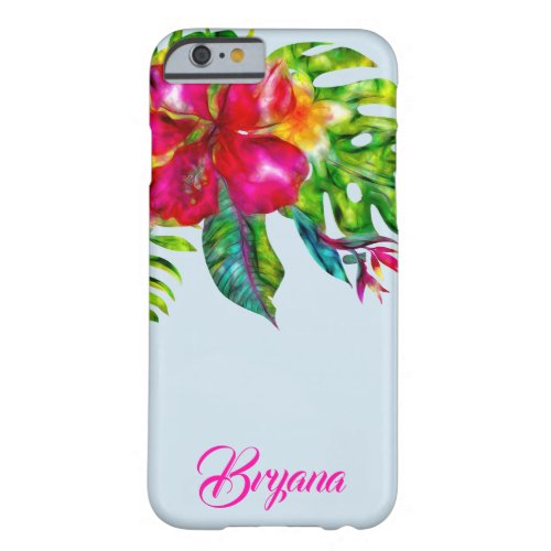 Bright Tropical Floral Hibiscus  Leaves Barely There iPhone 6 Case