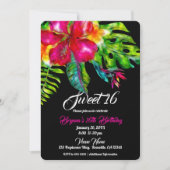 Bright Tropical Floral Hibiscus & Leaves Sweet 16 Invitation (Front)