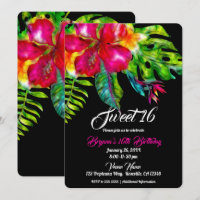Bright Tropical Floral Hibiscus & Leaves Sweet 16