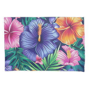 Bright Tropical Floral Pillowcase