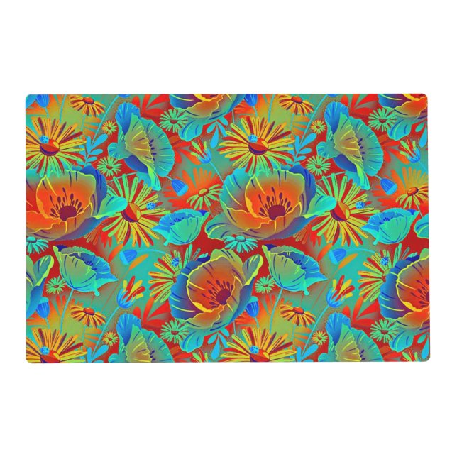 Bright tropical floral placemat (Front)