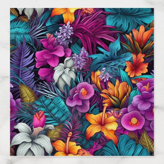 Bright Tropical Floral Seamless Pattern Envelope Liner (Design)