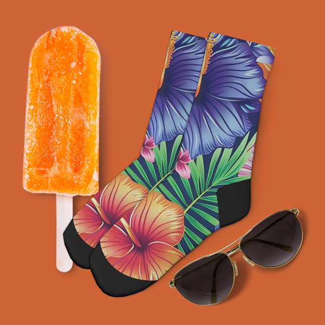 Bright Tropical Floral  Socks (Creator Uploaded)