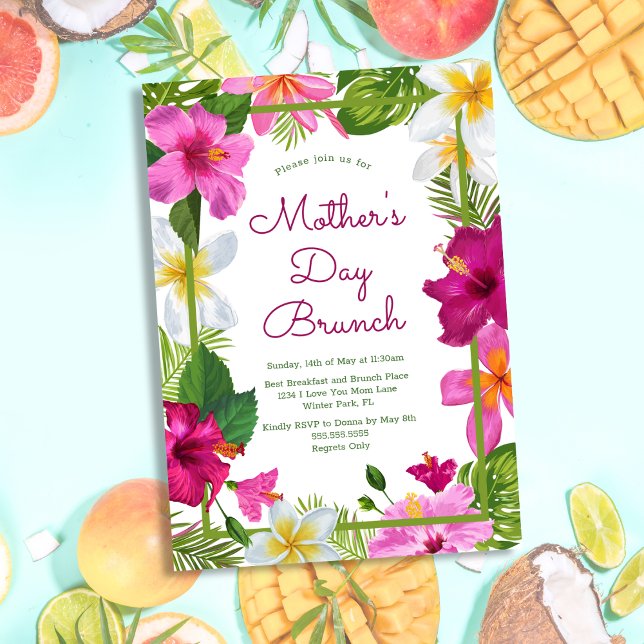 Bright Tropical Floral Vibrant Mother's Day Brunch Invitation (Creator Uploaded)