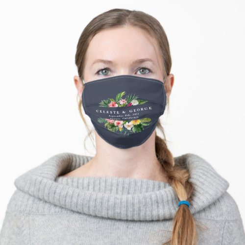 bright tropical floral wedding adult cloth face mask