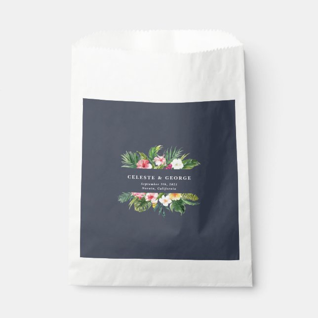 bright tropical floral wedding favor bag (Front)