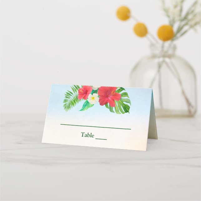 Bright Tropical Floral Wedding Table Place Place Card (Front)