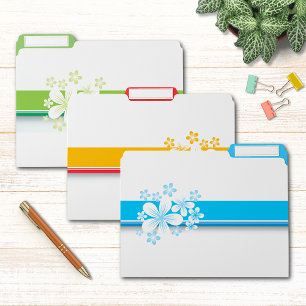 Bright Tropical Flowers and Stripes File Folder