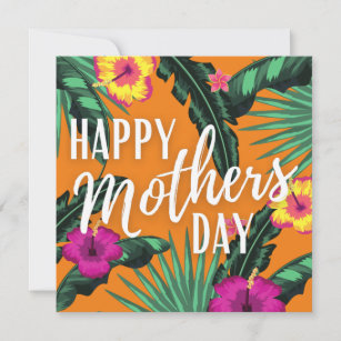 Bright Tropical Flowers Happy Mothers Day  Holiday Card