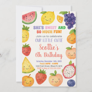Bright Tropical Fruit Birthday Invitation