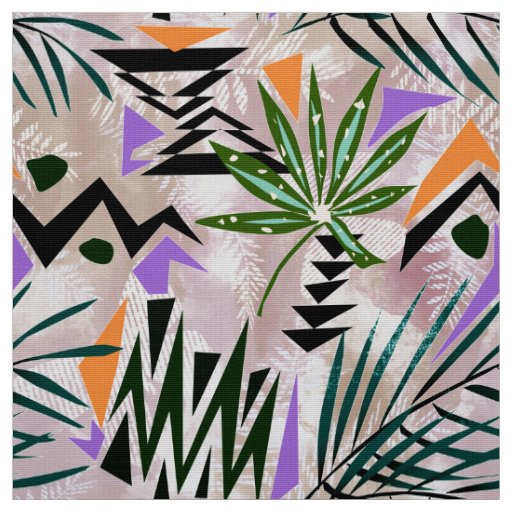 Bright tropical Hawaiian illustration Fabric