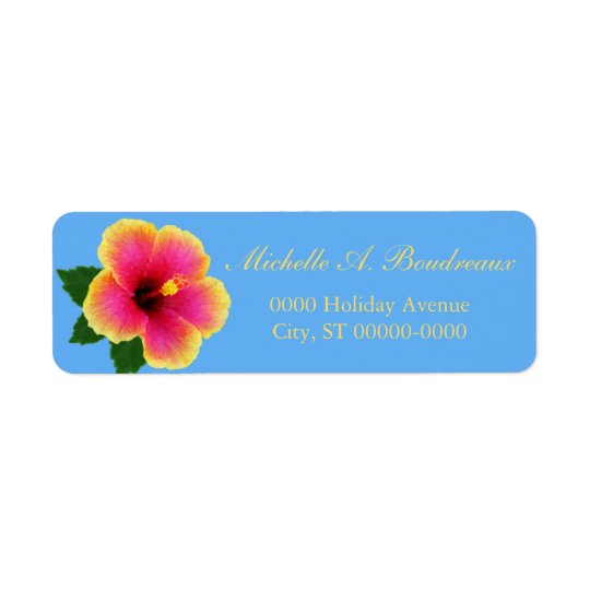 Bright Tropical Hibiscus Flower Label