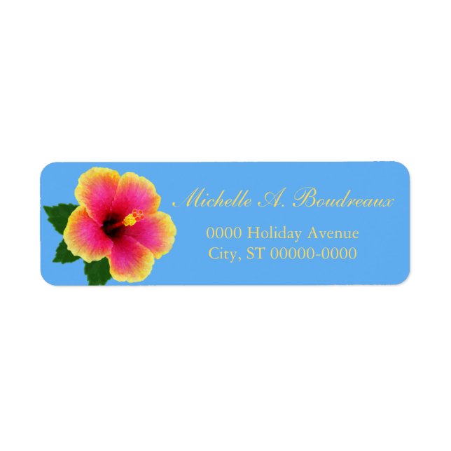 Bright Tropical Hibiscus Flower Label (Front)