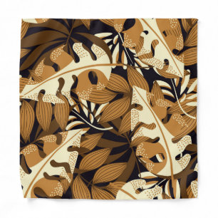 Bright Tropical Leaves Dark Pattern Bandana