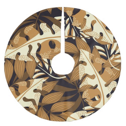 Bright Tropical Leaves Dark Pattern Brushed Polyester Tree Skirt