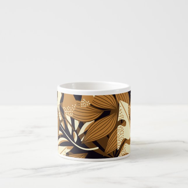 Bright Tropical Leaves Dark Pattern Espresso Cup (Front)