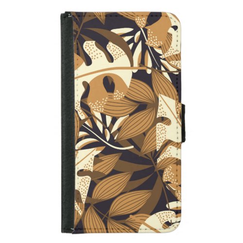 Bright Tropical Leaves Dark Pattern Samsung Galaxy S5 Wallet Case