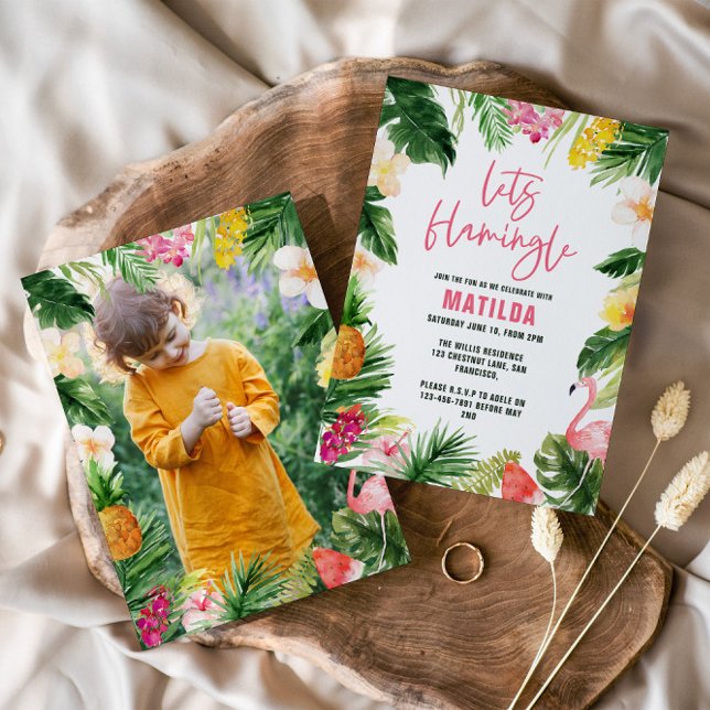 Bright tropical lets flamingle photo birthday (Creator Uploaded)