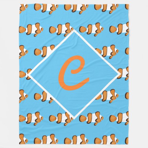 Bright Tropical Monogram Clown Fish Fleece Blanket