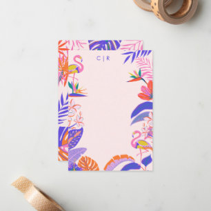 Bright Tropical Palms Flamingo Note Card