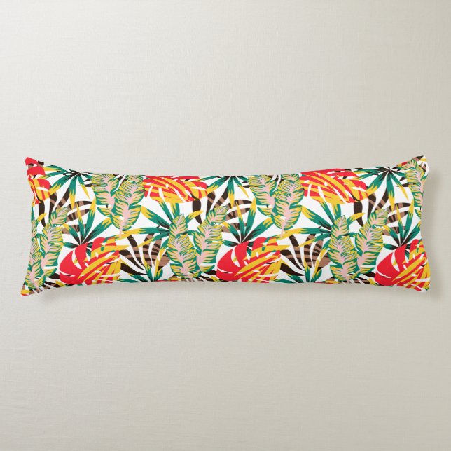 Bright Tropical Pattern Body Pillow (Front)
