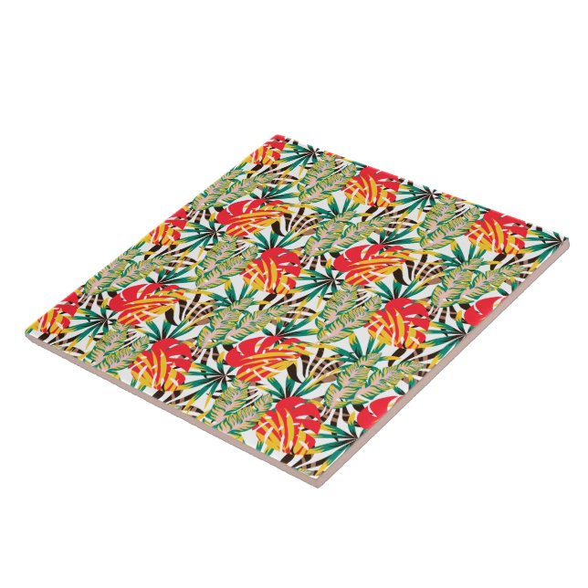 Bright Tropical Pattern Ceramic Tile (Side)