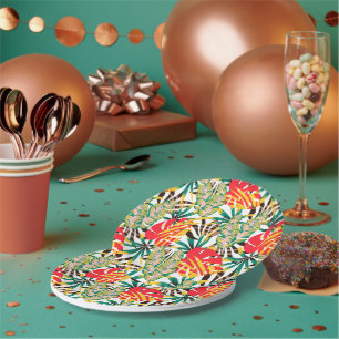 Bright Tropical Pattern Paper Plates