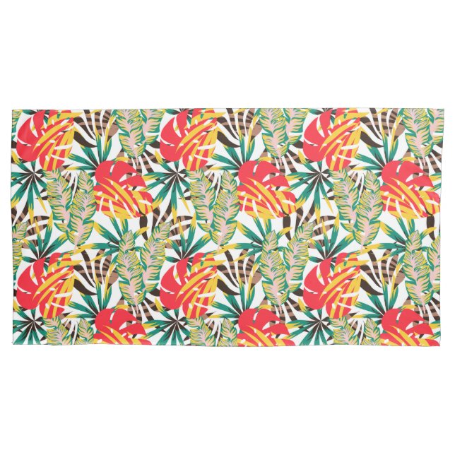 Bright Tropical Pattern Pillow Case (Front)