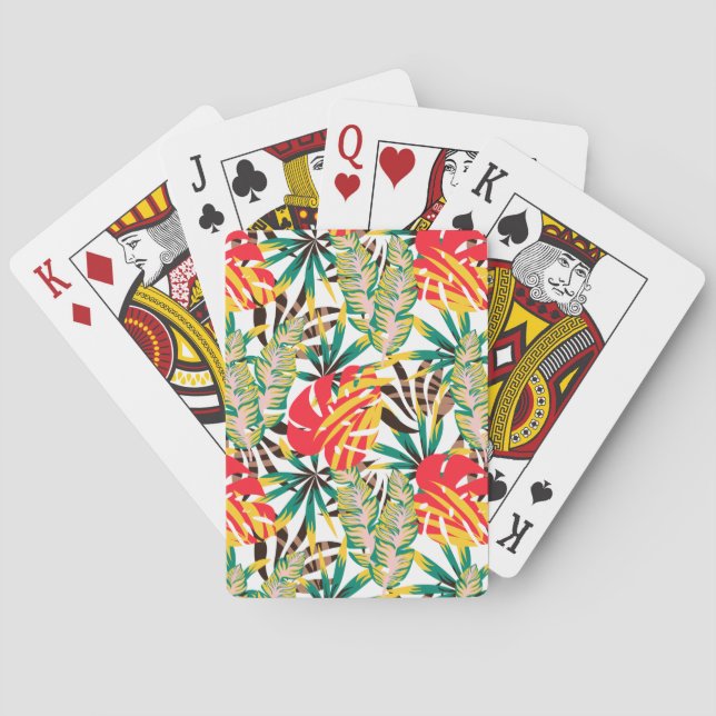 Bright Tropical Pattern Poker Cards (Back)