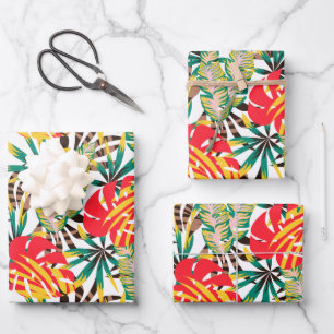 Bright Tropical Pattern Wrapping Paper Sheets