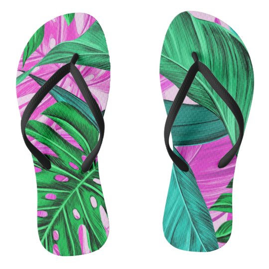 pink and green flip flops