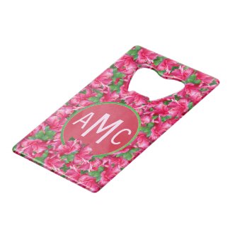 Bright Tropical Pink Hibiscus Flowers Monogram