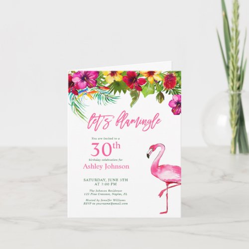 Bright Tropical Pink Let's Flamingo 30th Birthday
