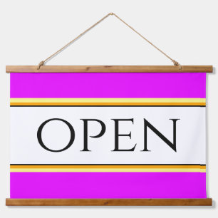 Bright Tropical Pink Yellow White OPEN Stripes Hanging Tapestry