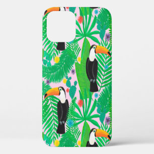Bright tropical seamless hand drawn pattern with t iPhone 12 case