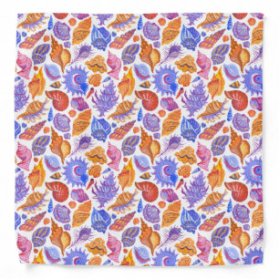 Bright tropical seashell, hand-drawn pattern bandana