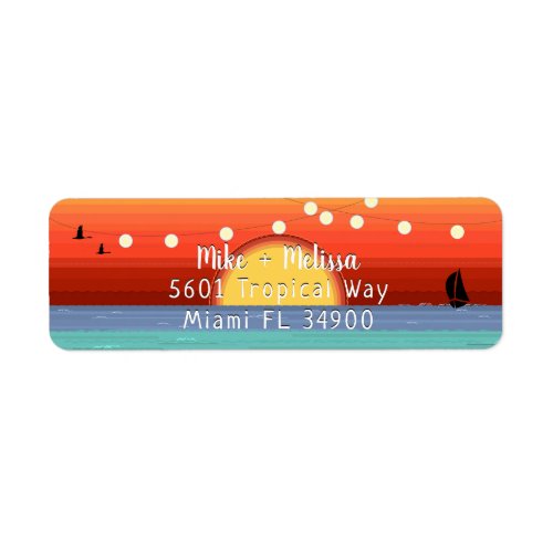 Bright Tropical Sunset  String Lights Label