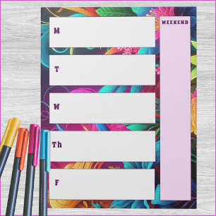 Bright Tropical Weekly Calendar Notepad Vertical